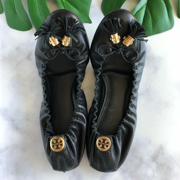 Tory Burch Shoes - TORY BURCH Reese Tassel leather ballerina flats